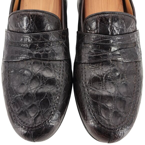 Salvatore Ferragamo Exotic Brown Crocodile Dress Shoes Mens 8.5EE Penny Loafers main image 8
